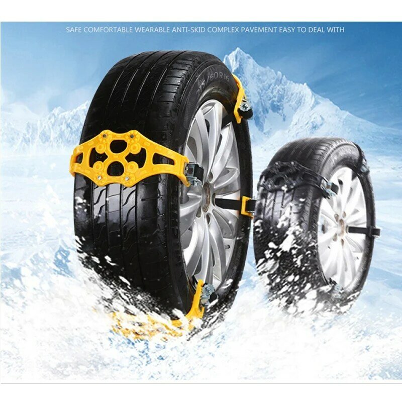 겨울 자동차 스노우 타이어 미끄럼 방지 체인 벨트 스트랩, 조정 가능한 범용 차량 자동 미끄럼 방지 타이어 체인, 진흙 눈, 4PCs/세트