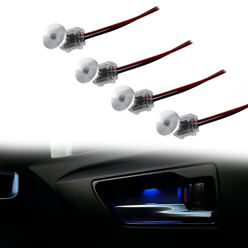 Luz LED ambiental transparente para coche, lámpara circular de 4 piezas para interior de coche, manija de puerta, luces decorativas para pasamanos
