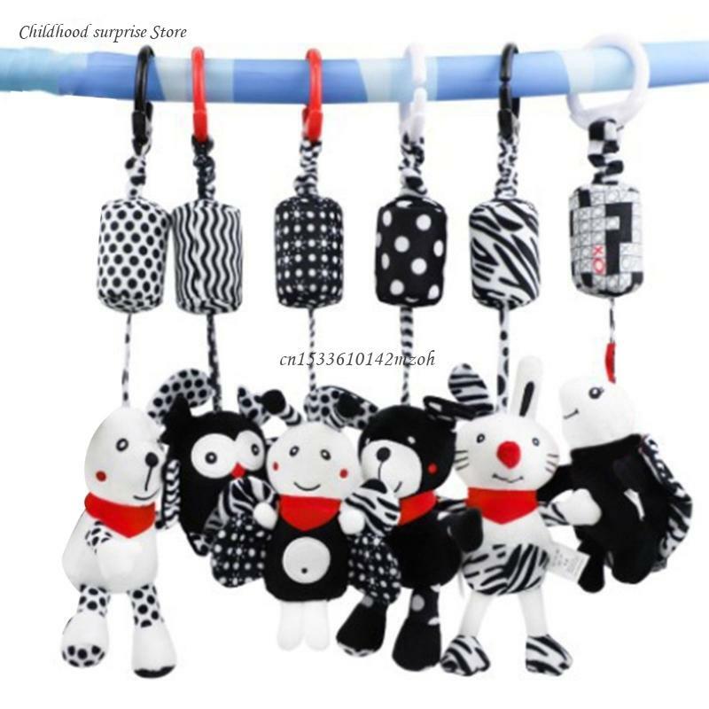 Baby Stroller Rattle Toy Pushchair Wind Pram Pendant Crib Hanging Bed Cartoon Animal Plush for Doll Infants Dropship