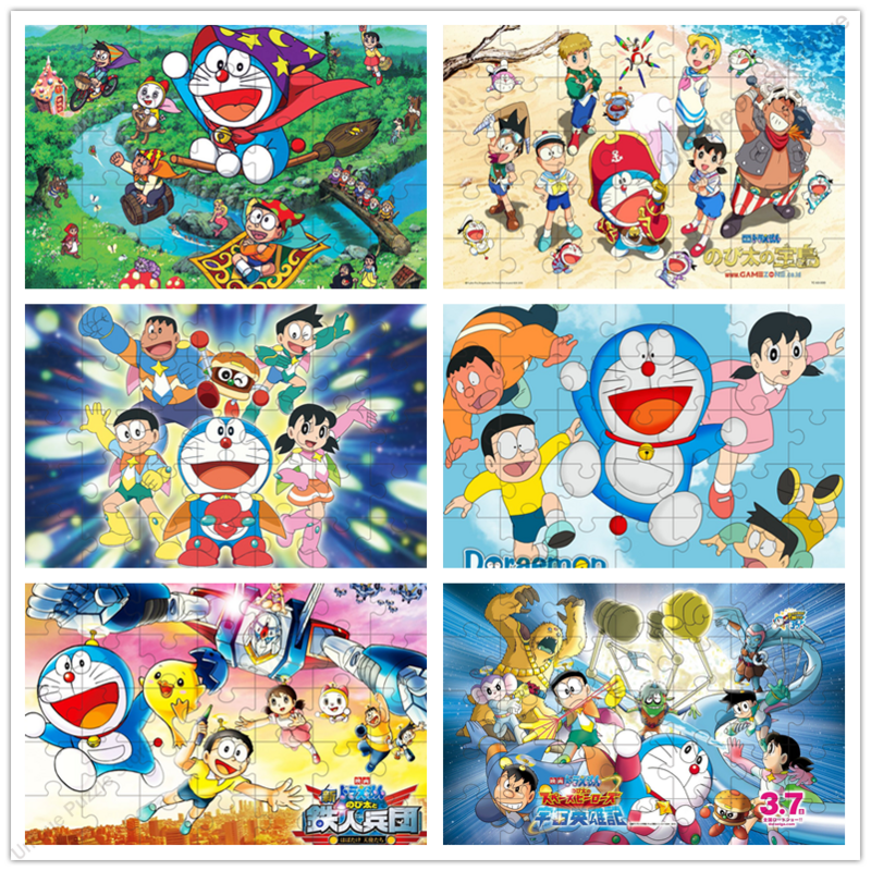 Anime Puzzle Jigsaw dla dzieci i dorosłych Doraemon duży niedźwiedź jego koledzy układanka 35/300/500/1000 Pcs Puzzle dla dzieci urodziny prezenty
