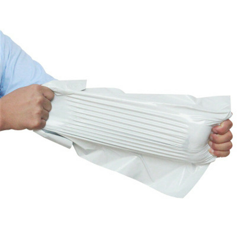 50個の白いポリエンベロープ宅配バッグエクスプレスエンベロープ収納バッグ自己粘着シールプラスチックポーチ包装郵送バッグ