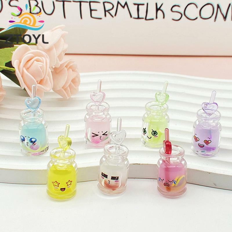 5 buah Mini bercahaya cangkir jus Resin menyala dalam gelap ornamen miniatur minuman kecil untuk DIY taman rumah boneka