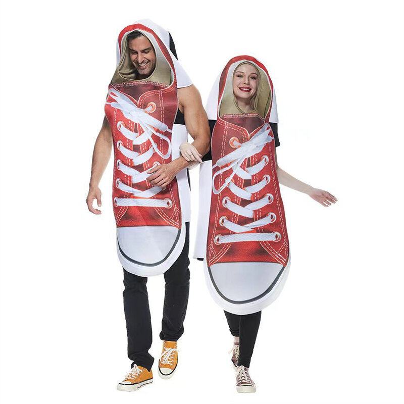 Hot Sale Couple Cartoon Canvas Shoes Cosplay Clothes Suit Fun Party Performance Clothes Conjoined Pullover Performance Clothes