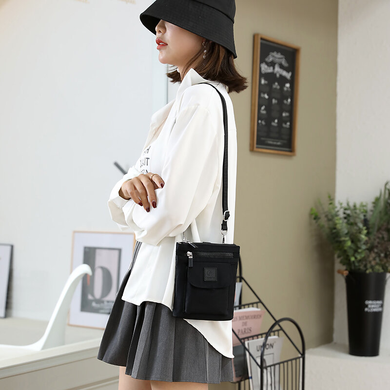Mini bolso de hombro de tela duradera para mujer, bolso de compras para teléfono, estilo bonito, informal, a la moda