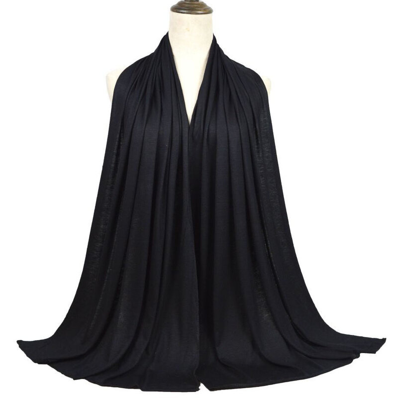 Foulard Hijab en Jersey de coton Modal pour femmes, longue écharpe, châle musulman, uni, doux, Turban, bandeau africain, 170x60cm