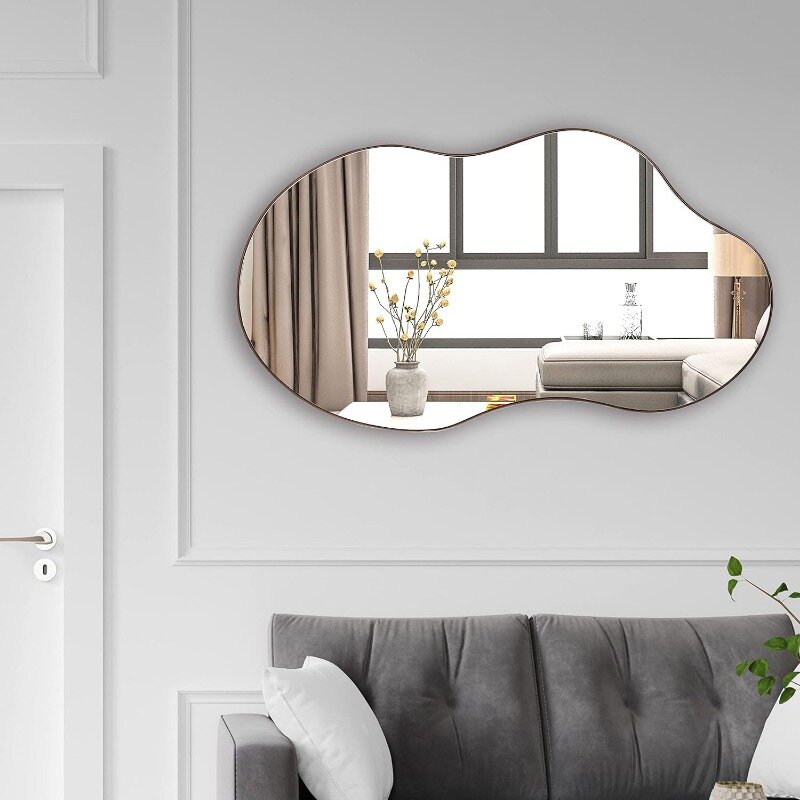 Irregular Mirrors for Wall Decor,22"x36"Wall Mirror Decorative Wavy Mirror for Living Room Bedroom Entryway,Abstract Shape Curvy