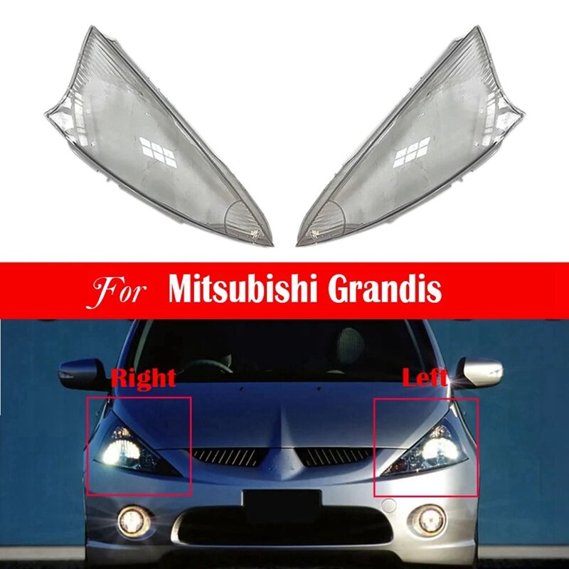Shell do farol dianteiro transparente para Mitsubishi Grandis, abajur, tampa da luz da cabeça, peças de reposição, 2009-2015