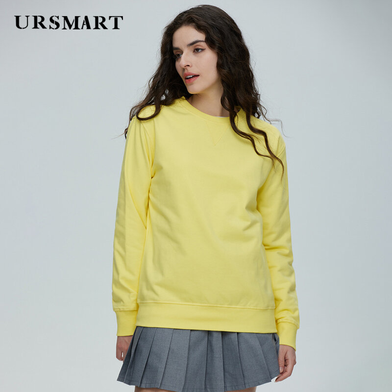 Sudadera corta con capucha para mujer, suéter de algodón con cuello redondo, moda colorida, primavera y otoño, 320g