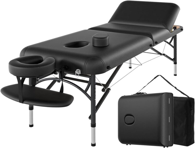 CLORIS 84" Professional Massage Table Portable 3 Folding Lightweight Facial Salon Spa Tattoo Bed Height Adjustable with Carrying