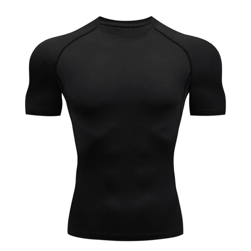 Camiseta ajustada de manga corta para hombre, camisa deportiva para gimnasio, Fitness, correr lento, verano, 2024