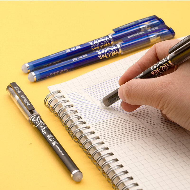 Juego de bolígrafos de Gel borrables de 0,5mm, varilla de recarga de tinta negra, azul y roja, bolígrafos Kawaii con mango lavable, suministros de oficina y escuela, papelería de escritura