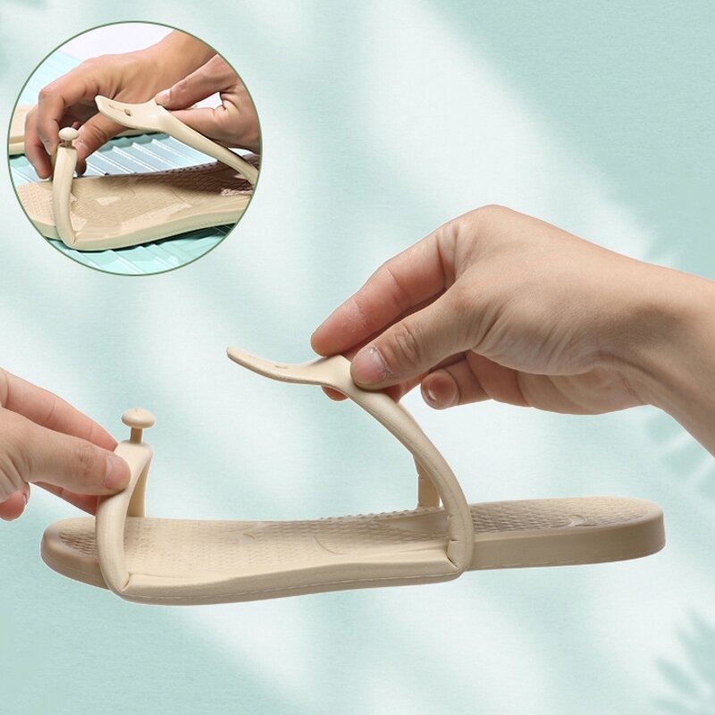 Folding Slippers Trip Travel Portable Slides Women Men Light Home Hotel Salon Homestay Guest Use Sandals Bathing Beach Shoes