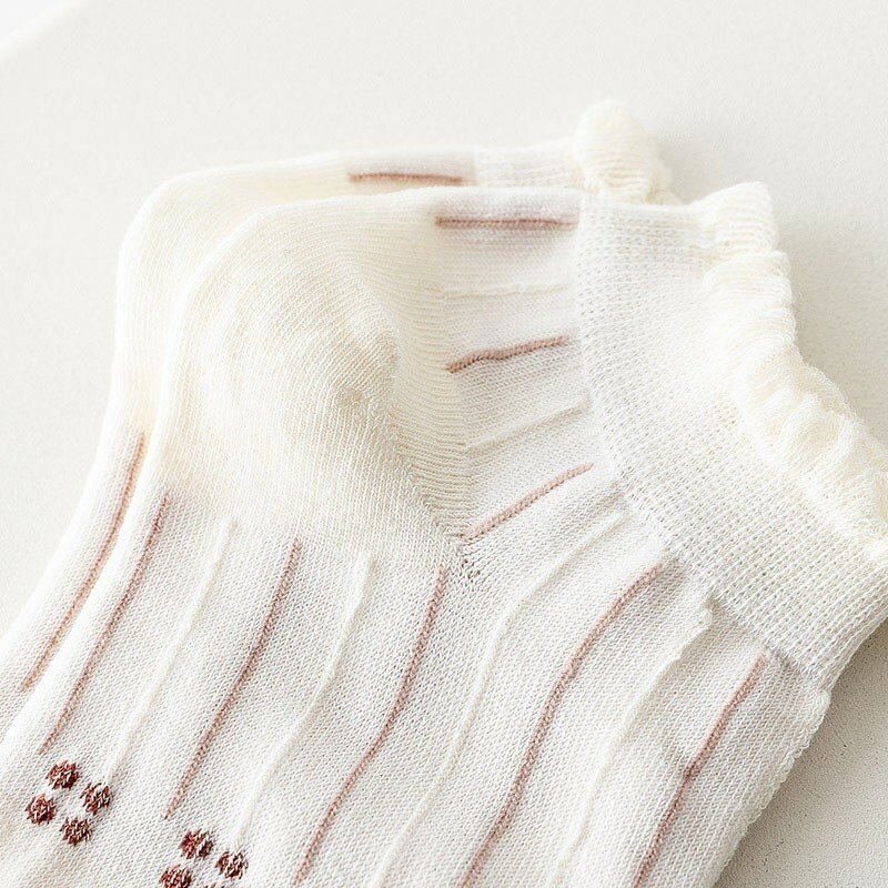 Socks For Women Summer Thin Kawaii Bow Print Simple Fashion Comfortable Breathable Korean Academy Style Cotton Socks B109