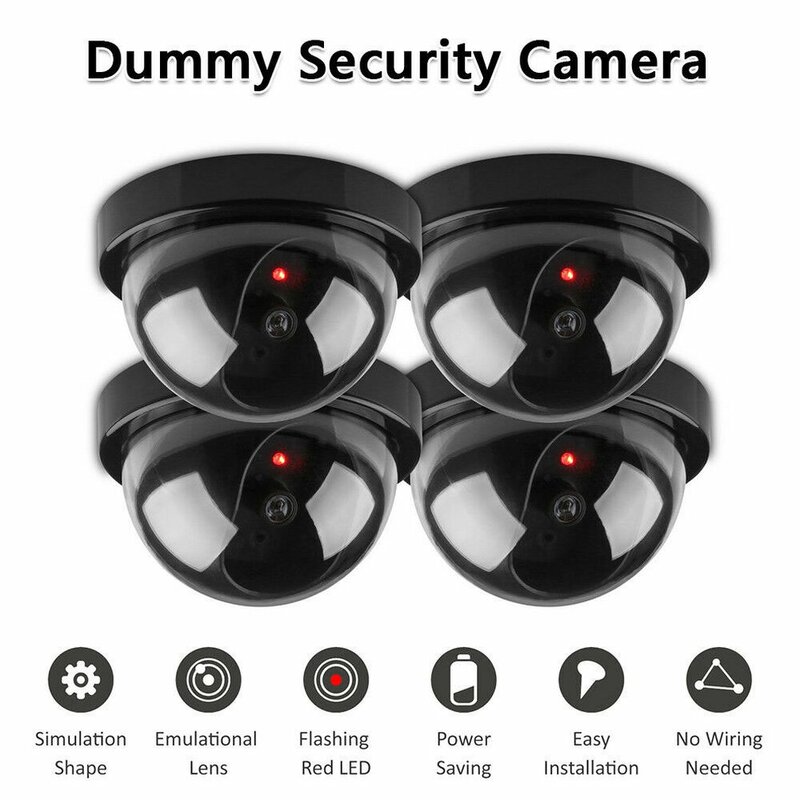 New 1PC Dummy Fake Camera with LED Red Light, Battery Operated No Wiring Required Indoor Outdoor Fake Dome Security Camera