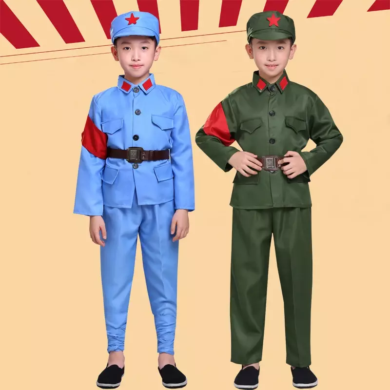 Ropa del Ejército de la octava ruta para niños, actuaciones de escenario rojas para adultos, uniforme del cuarto ejército, ropa de Coro, Cosplay, nuevo