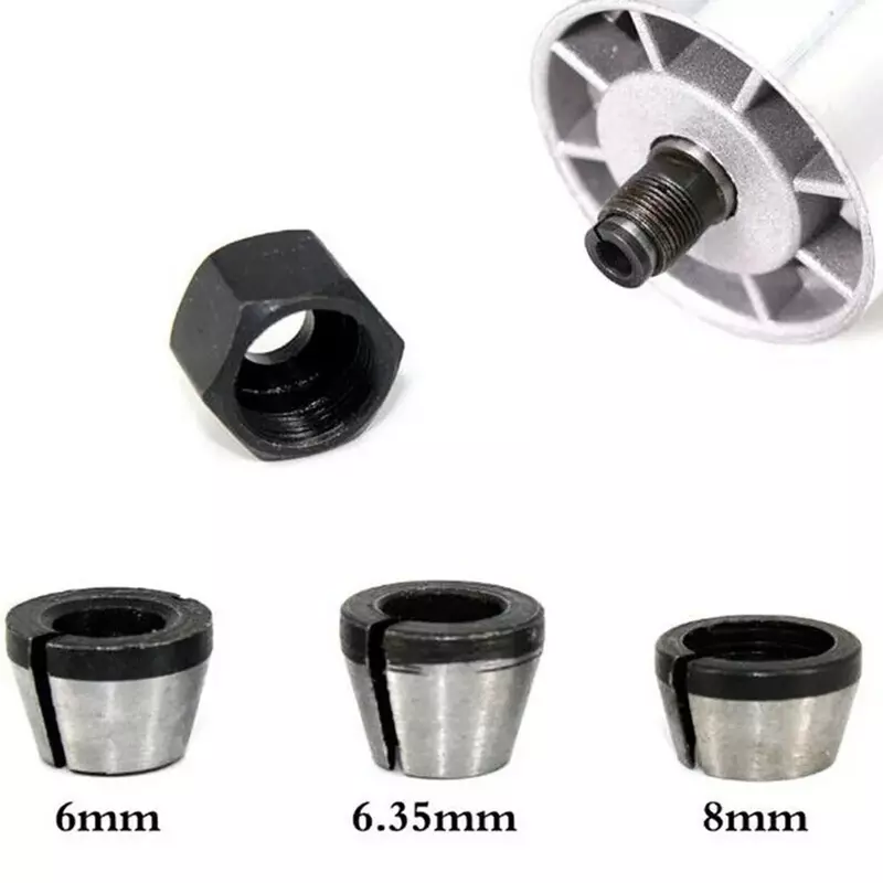 New Practical Collet Chuck Adapter With Nut Carbon Steel For 6mm/6.35mm Chuck For 8mm Chuck Hot Sale Suitable Use
