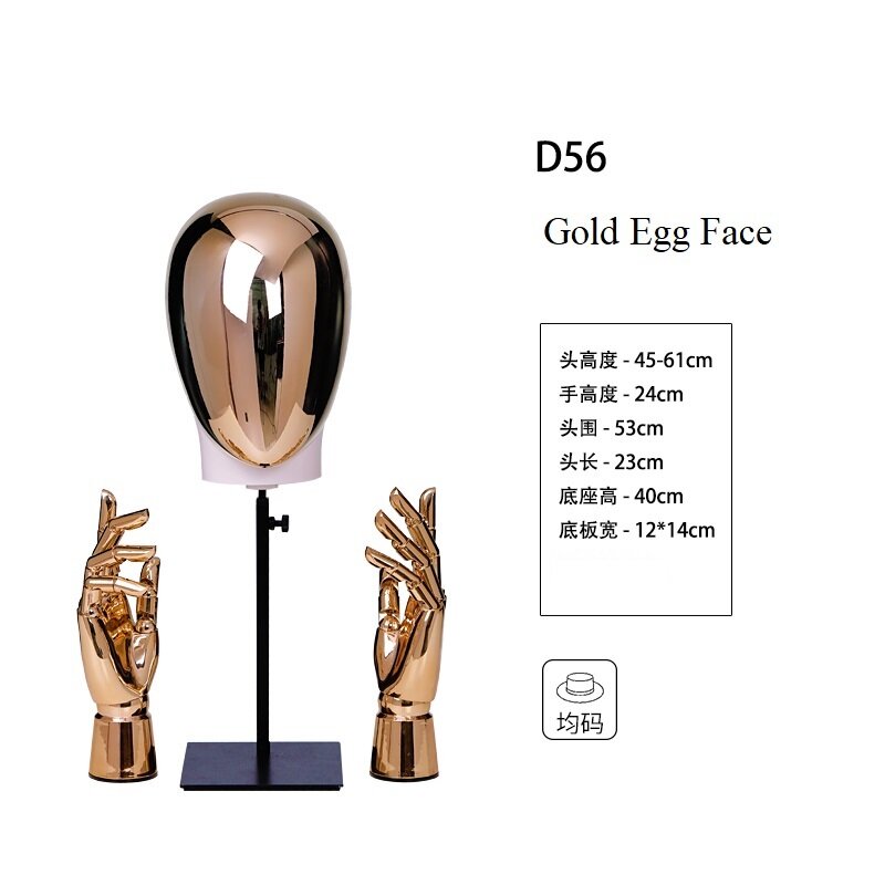 High Quality Electroplated Golden and Silver Mannequin Head with 2pcs Mannequin Hand Dummy Model for Window Fashion Display