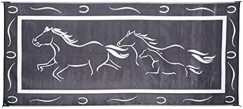 /White 8' x 18' Galloping Horses Mat, 1 Pack