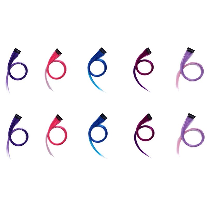 Trimmable Rainbow Highlighted Hair Extension Hairpin Long Straight Hair Clip For Hair False Hair 3.2X55cm