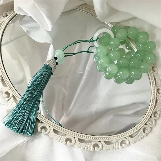 Hanfu Accessories Paired with Antique Green Jade Bodhi Root Cultural and Playful Bracelets h Twisted Eighteen Tassels a Soft Gir