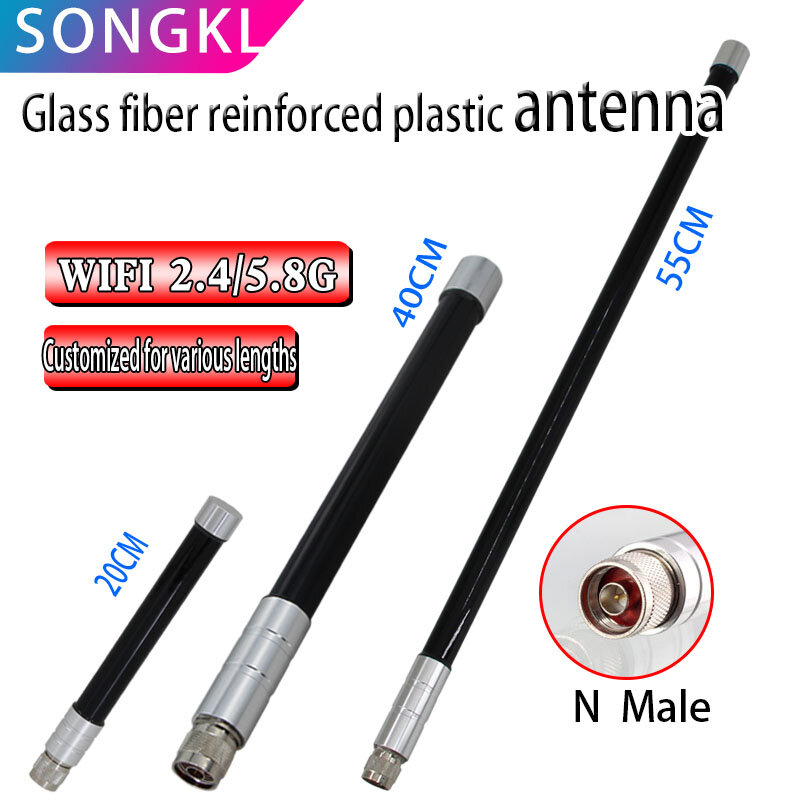 Antena OMNI de doble banda de alta ganancia, 2,4G/5,8g, estación base N macho 5G r AP, WIFI, antena de fibra de vidrio impermeable para exteriores