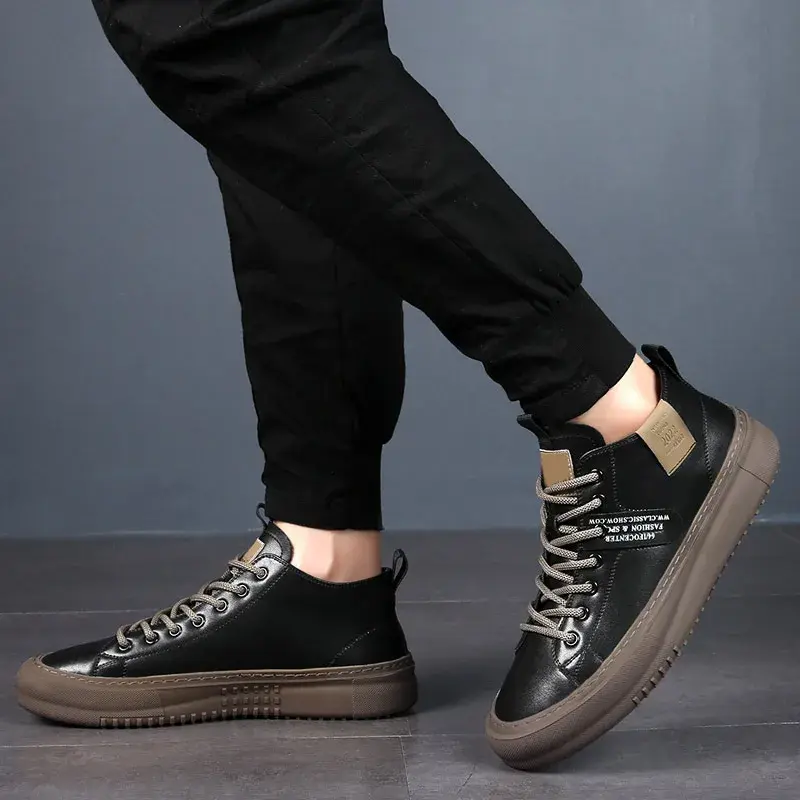 Кроссовки мужские кожаные, плоская подошва, на шнуровке, модная обувь, роскошные, 2023