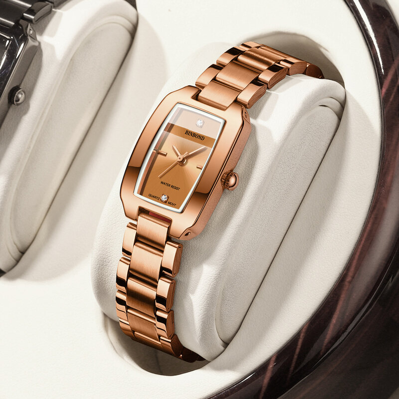 Binbond neu verkaufte Damen uhren Mode Luxus Business Armbanduhr Gold Stahl wasserdichte Damen uhr Quarz Damen uhr
