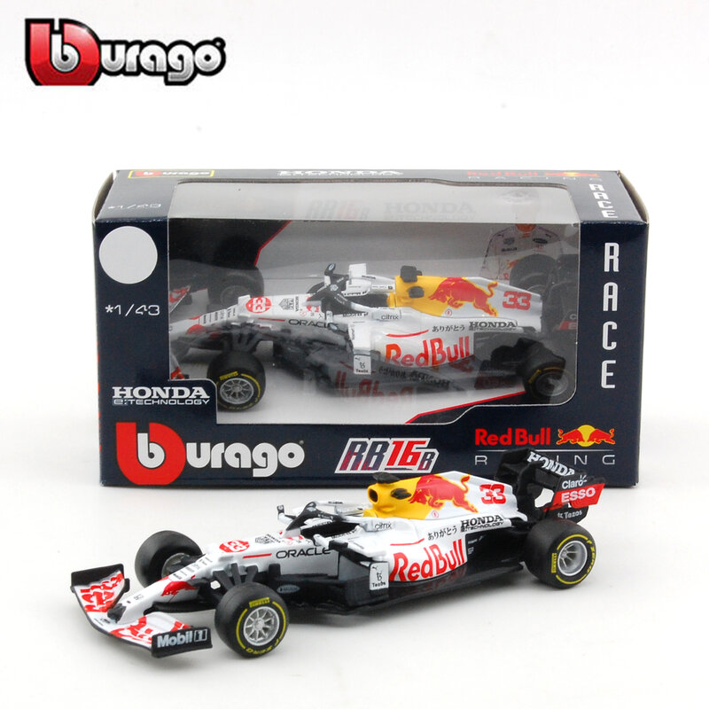 Bburago – voiture de course Red Bull, étiquette Heuer RB16b 2021 #33 MAX, en alliage Verstappen, modèle moulé, jouet, cadeau de Collection, 1:43