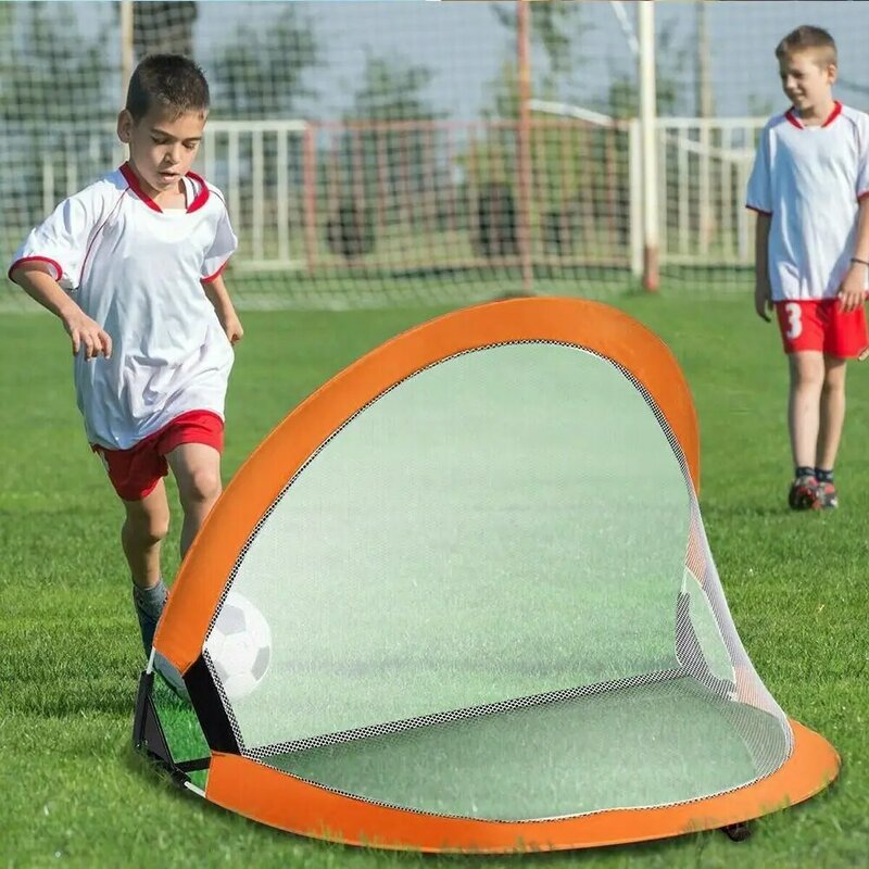 Gawang sepak bola lipat portabel tahan lama, gawang latihan lipat jaring mainan dalam dan luar ruangan 5 warna