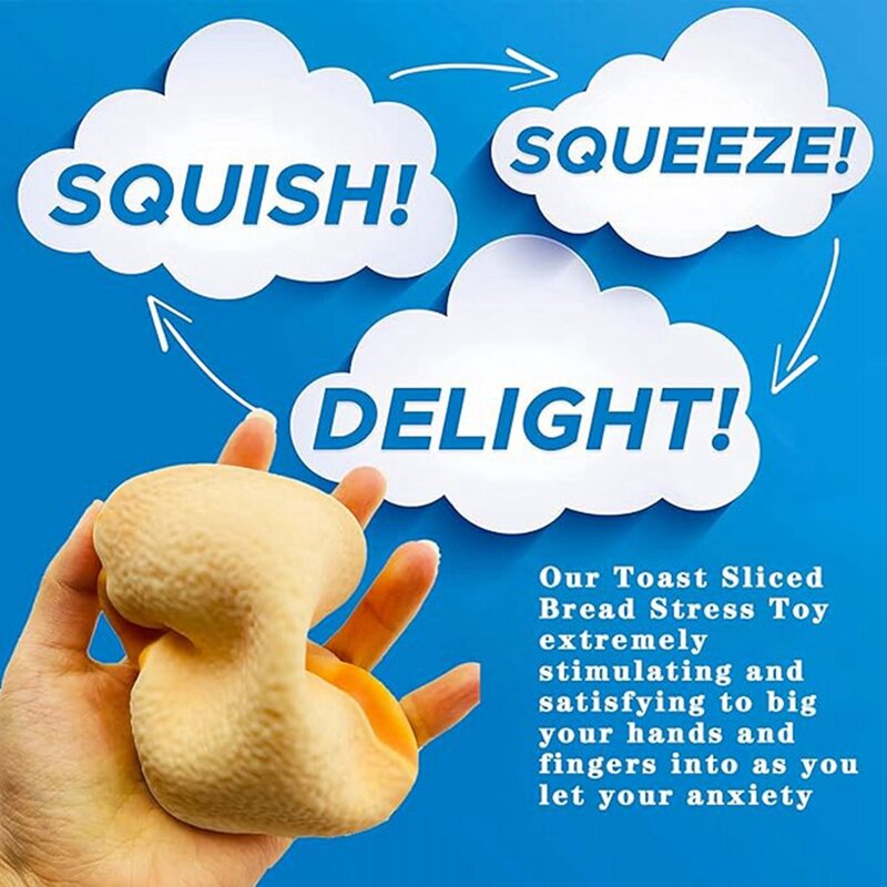 Tost krojony chleb stresowa zabawka, Squishes w kształcie chleba, zabawki typu Fidget sensoryczne, odprężenie dla podstępnych zabawnych Squeeze zabawka trwała