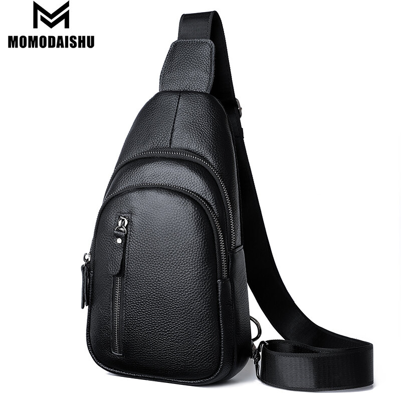 100% Genuine Leather Men Chest Bag Male Shoulder Bag Messenger Bag Casual Crossbody Bag Fashion Men's Purity Handbag