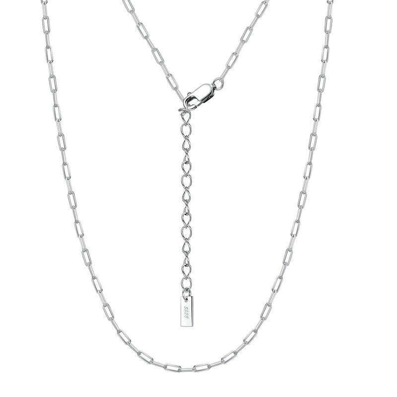 Collar corto de plata 925 para mujer, cadena lisa de 35 + 5cm, accesorio de joyería atemporal para fiesta