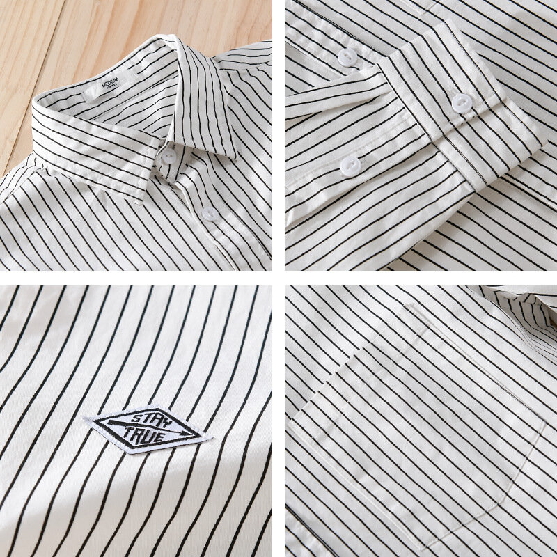 Camisa casual de manga comprida listrada masculina, 70% algodão, perfeita para deslocamento diário e trabalho, nova roupa masculina, M-3XL