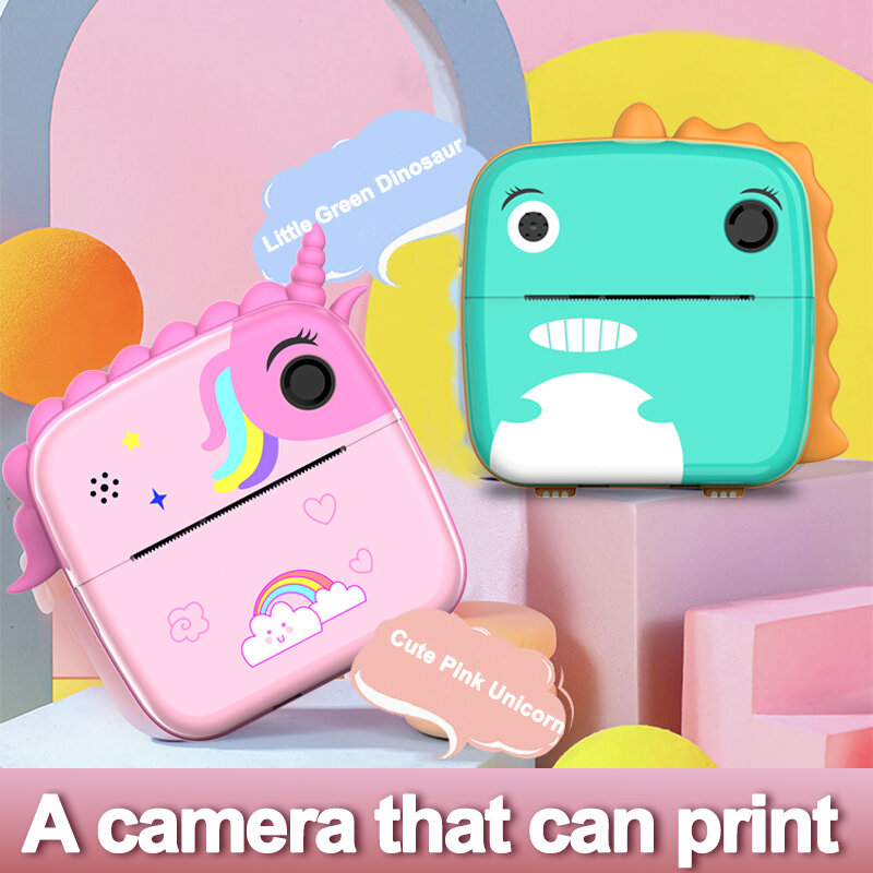 Dla dzieci aparat fotograficzny druk termiczny aparat fotograficzny z natychmiastowym nadrukiem wideorejestrator fotograficzny zabawki dla dzieci prezent urodzinowy dla dziewczynki chłopca
