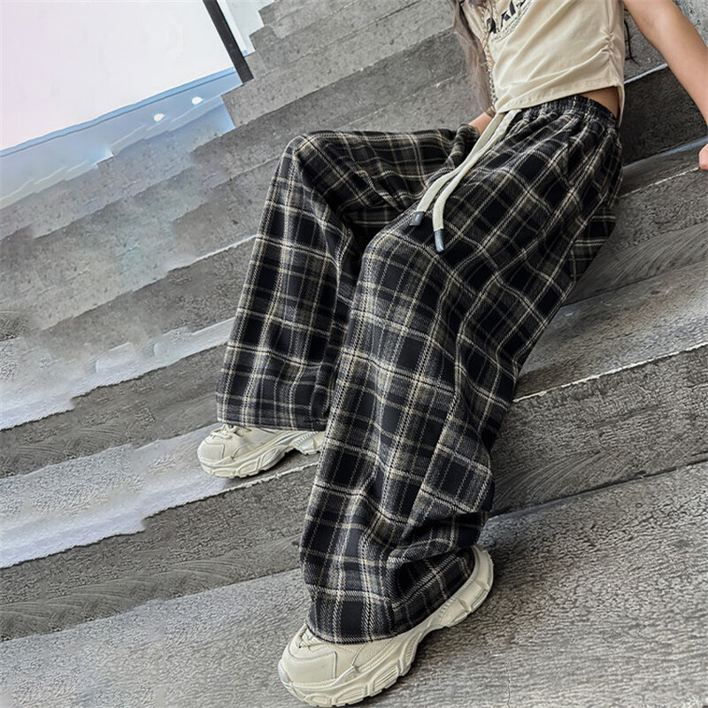 Pantalon à Jambes Larges pour Fille de 6 à 15 Ans, Vêtement Style Maillard, Version Alberoise Coréenne, à la Mode, Nouvelle Collection Printemps 2024