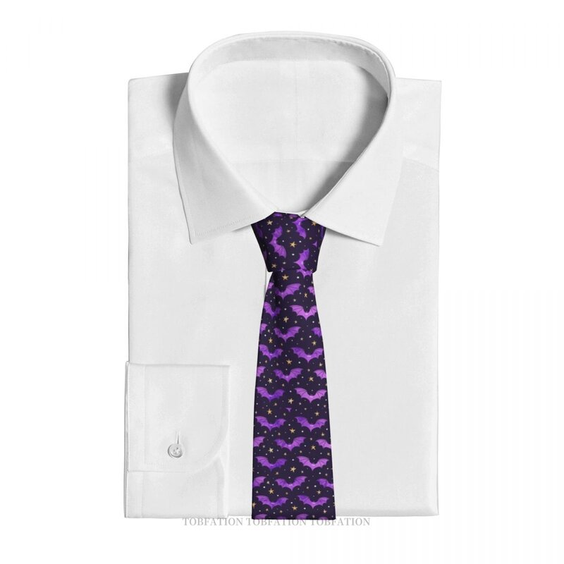 Watercolor Bats Purple Print Ties Bats Casual Unisex Neck Tie Shirt Decoration Narrow Striped Slim Cravat