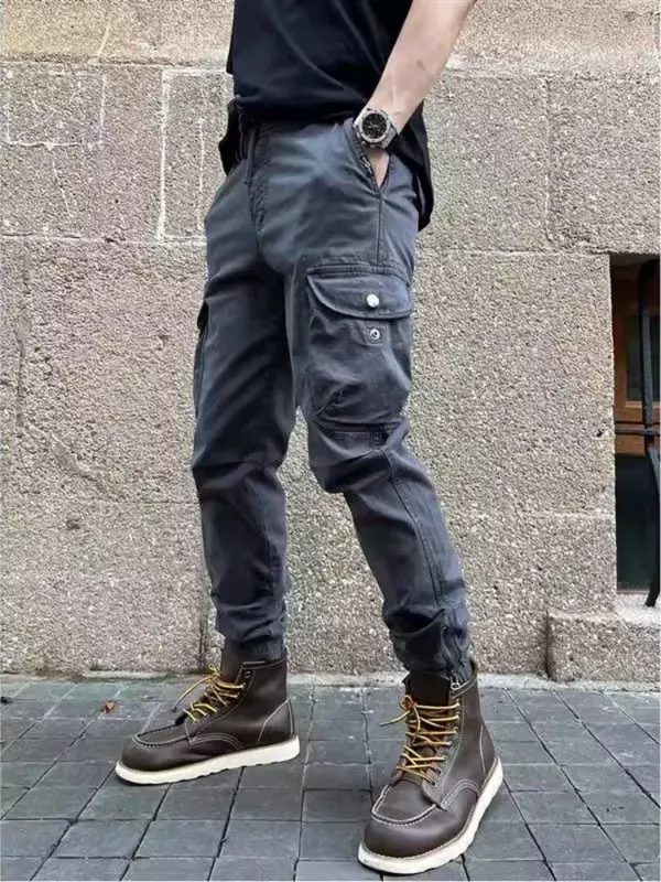 Men's Cargo Pants Black Biker Outdoor Male Trousers Hiking Motorcycle Summer Street Regular Fit Clothing High Quality Big Size