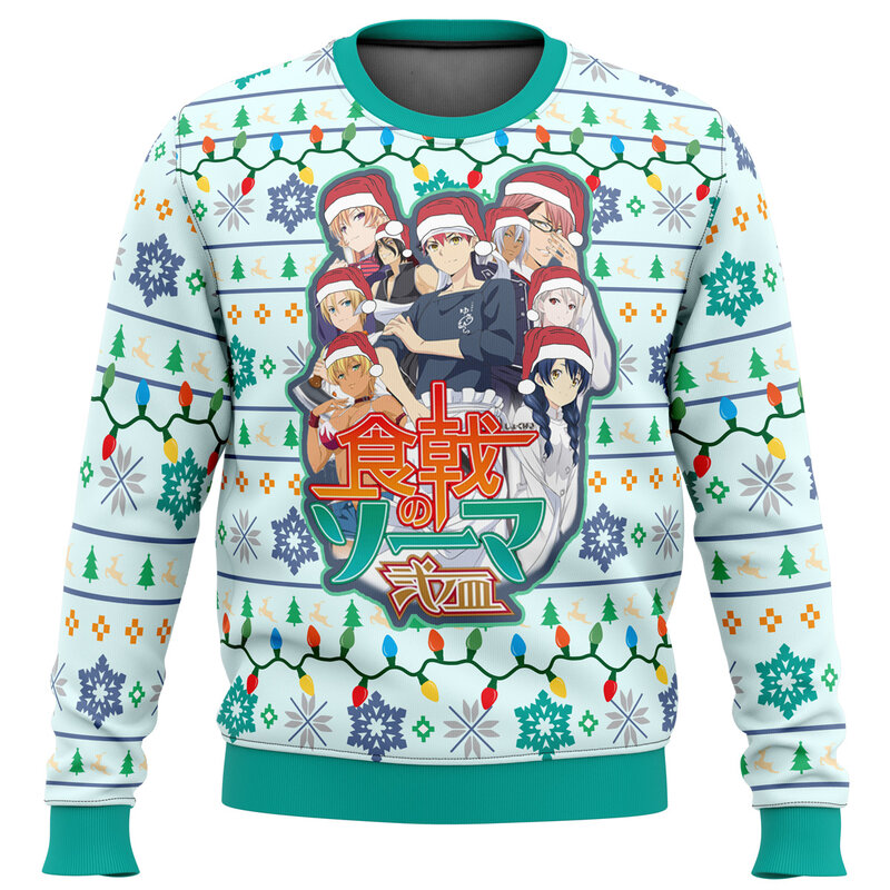 Зима 2023, Лидер продаж, свитер с круглым вырезом и мультяшными персонажами из аниме с 3D принтом пикселей, рождественский подарок, Повседневный свитер в стиле Харадзюку