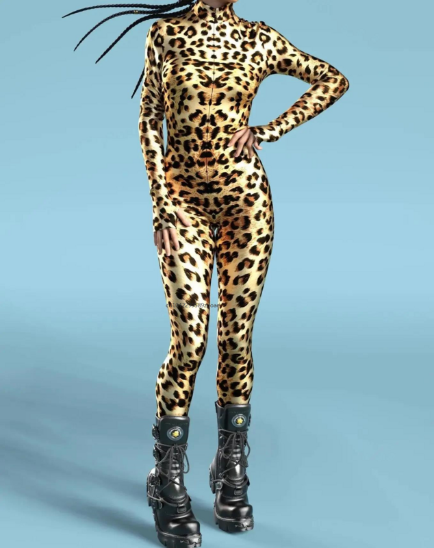 Sexy Leopard Printing Holiday Party Women Cosplay Skinny tuta Wear tutina Costume elastico Party Game tute pagliaccetti 2024