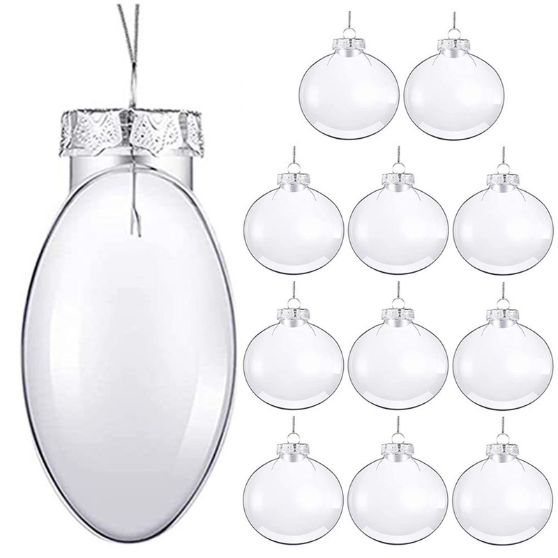 Bola Natal DIY, hiasan gantung datar Macaron transparan berongga (60mm bola) 20 buah ornamen gadget