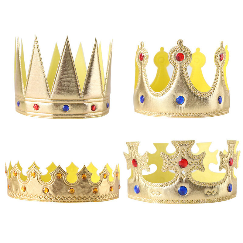 1PC Birthday Crown Hats Girl Queen Hat Boys King Kids Adult Party Hats Party Decorations Crown Supplies Golden Silver 2 Colors