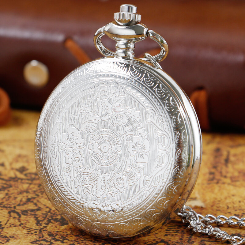 To my husband Silver Retro Pocket Watches For Men Personalised Business 30cm Waist Hook Chain Quartz Pocket FOB Watch Necklace