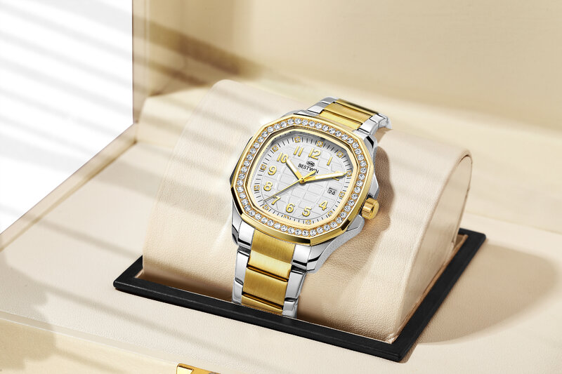 Montres en or pour hommes et femmes, montre habillée à quartz, marque de luxe, montre-bracelet élégante pour dames, horloge féminine, 2023