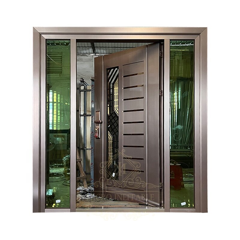 Top Level Modern Windproof Security Doors Exterior Steel Front Security Front Door