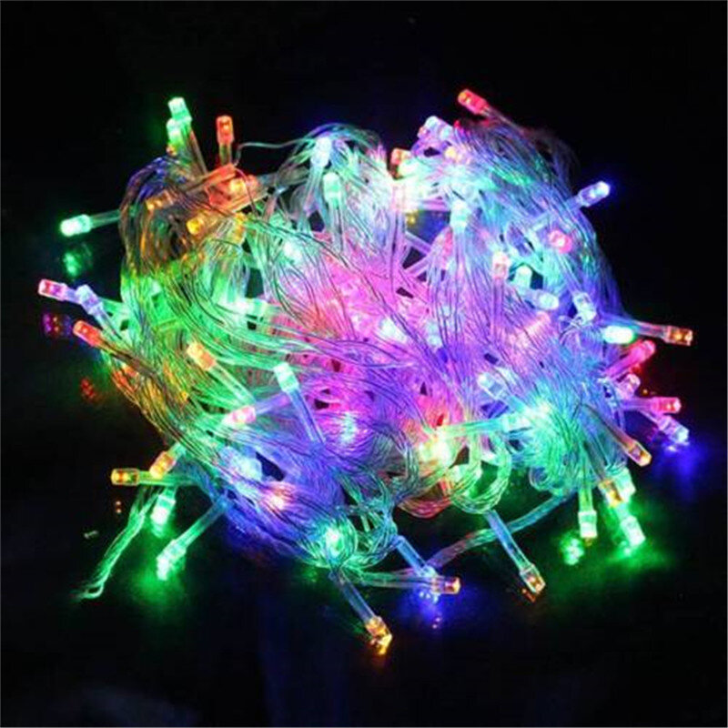 스트링 야외 방수 LED 램프, 크리스마스 웨딩 파티 장식 조명, 화환, AC 110V, 220V, 9 가지 색상, 100LED, 10m