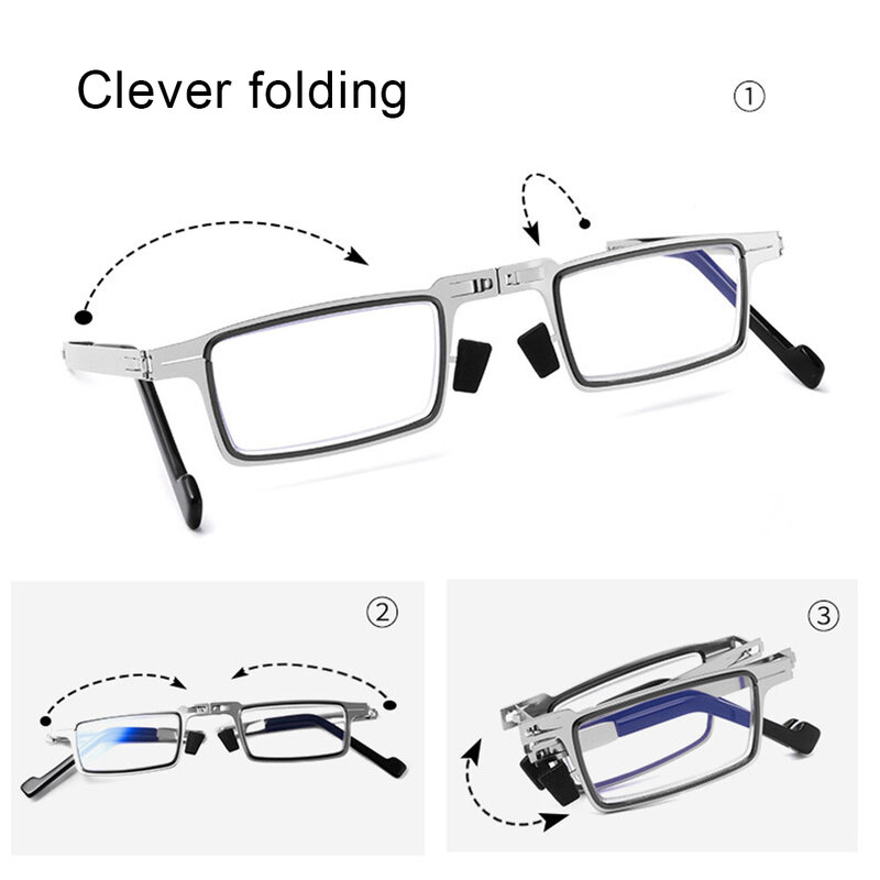 Kacamata baca pria lipat baru, kacamata tanpa sekrup portabel lensa Resin hadiah ulang tahun