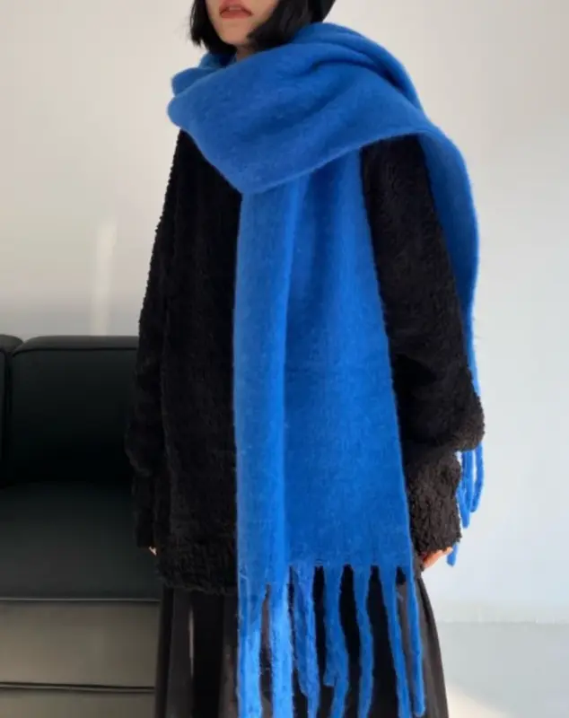 Bufanda de Cachemira de 19 colores para hombres y mujeres, chal grueso de Color sólido, chal con borla, bufanda para amantes, accesorios cálidos de invierno