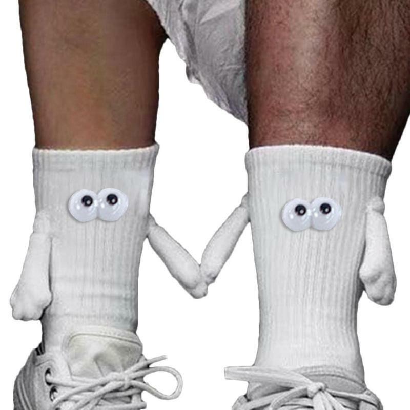 Chaussettes drôles de couple pour filles et femmes, aspiration magnétique 3D, beurre tenant les mains, olympiques d'Halloween
