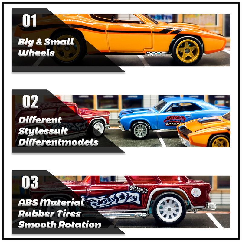 Kicarmod-モデルカー、改造パーツ、レーシングカー玩具、ホットホイール用の小型フロントおよびビッグリアホイール、1:64 lyc
