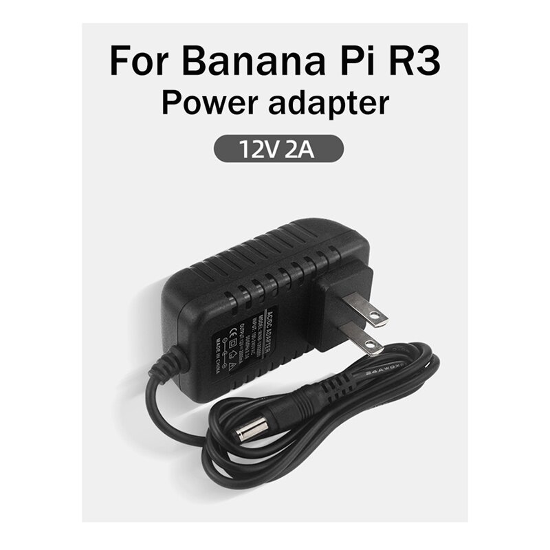 Placa de desenvolvimento Power Adapter para Banana Pi, BPI-R3, fonte de alimentação, 24W, DC 12V, 2A